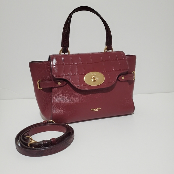 Coach Blake Flap Carryall Wine Crossbody Bag - Picture 2 of 12